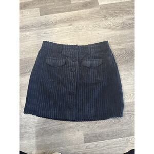 Oak & Trellis Navy Corduroy Mini Skirt Button Down Pockets XL Lines